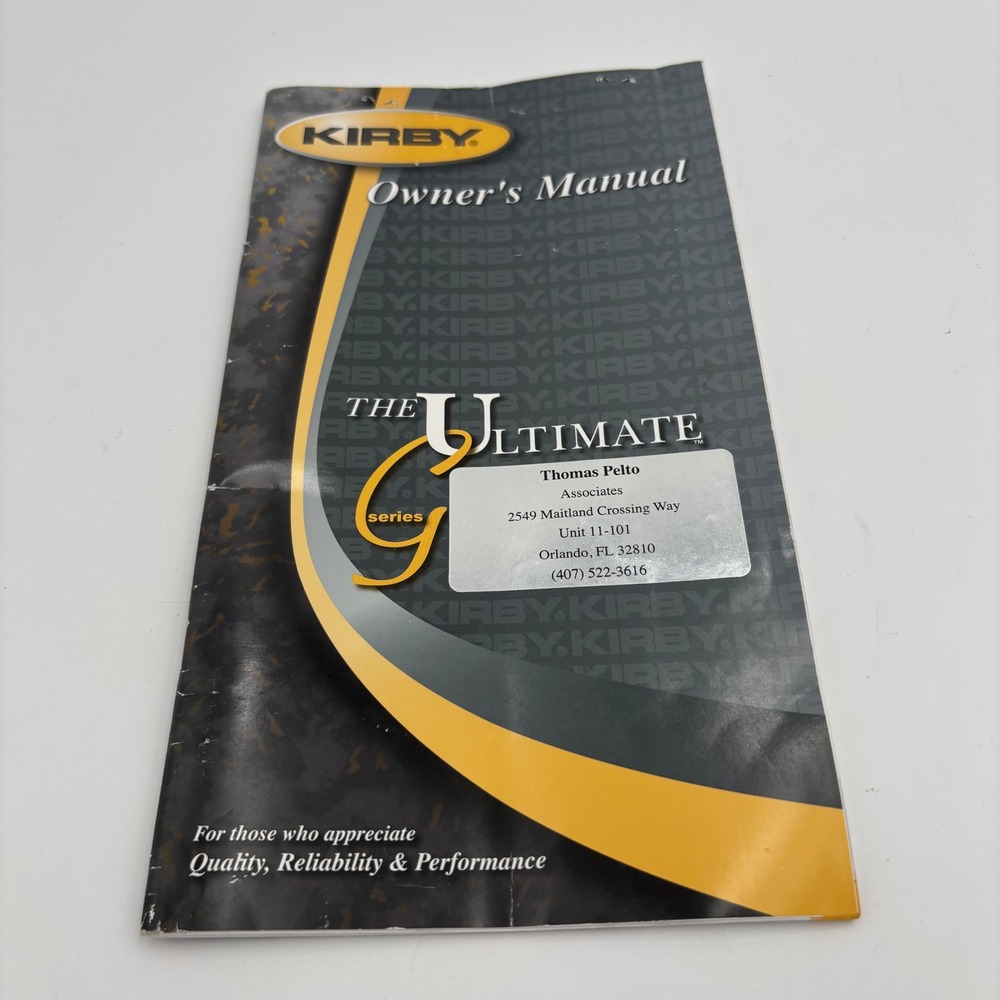 Kirby Owner's Manual Ultimate G Series Vacuum Cleaner Black Yellow Excellent